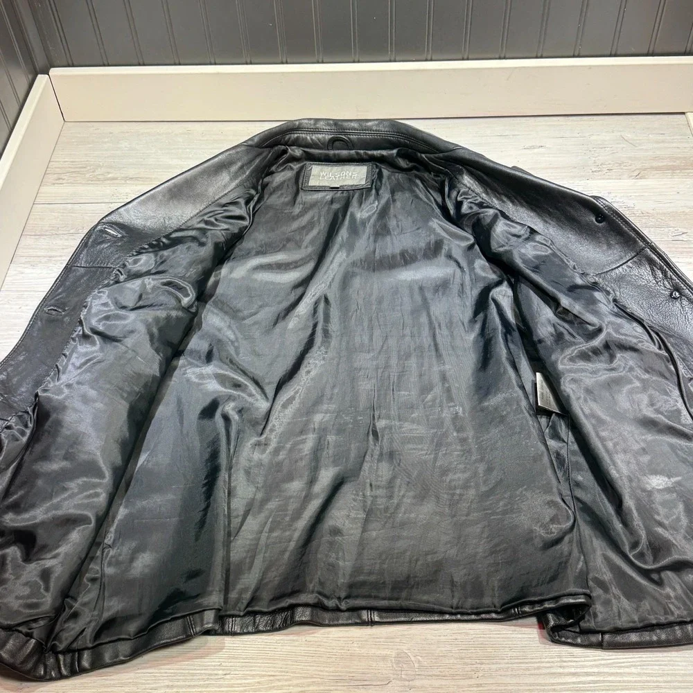 Wilsons Leather Black Genuine Leather Blazer Jacket Womens XL 3 Button